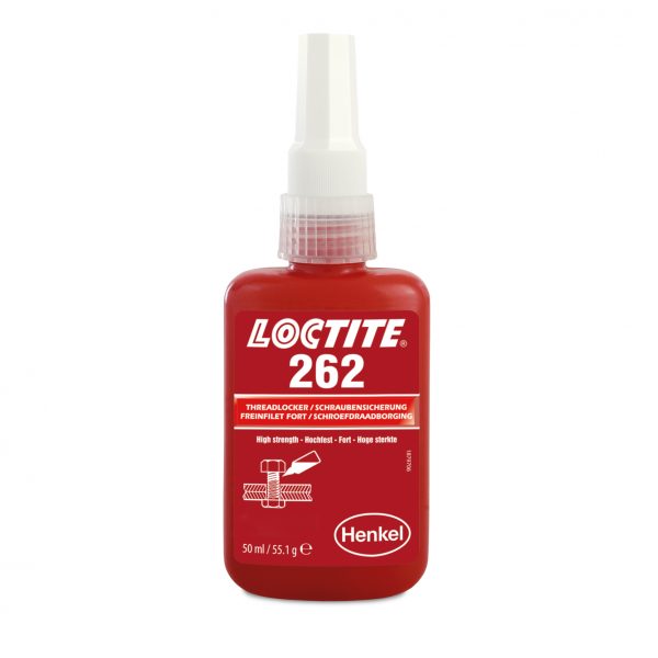 LOCTITE® 262 - adeziv pe bază de metacrilat tixotropic, roșu, uz general, rezistență medie-mare.