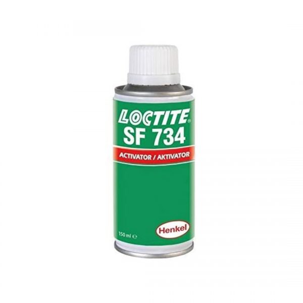 LOCTITE® SF 734 este un activator lichid de culoare galben-verzuie spre chihlimbariu, pe bază de solvent. Este recomandat în special cand se lucrează cu metale pasive sau pe suprafețe inerte cu spații mari de lipit.