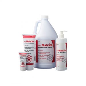 Formula pentru protectie statică ACL Staticide® Hi Tech Hand Loion hidratează pielea pentru a oferi o legătură mai buna între piele și cureaua de la încheietură, care este imperativă în industria de producție electronică.