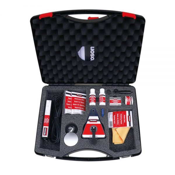 Kitul Teroson VR 1500 este un kit complet de reparare a sticlei, pentru repararea profesionala a ciobiturilor cauzate de pietricele.